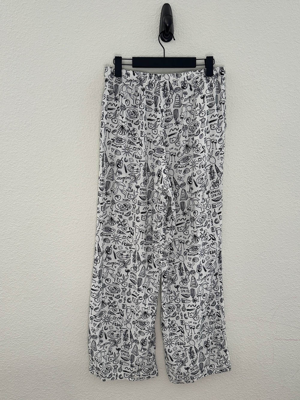 Sincerely Jules White Aperol Spritz Print Linen Blend Wide Leg Pants Medium - Picture 4 of 10
